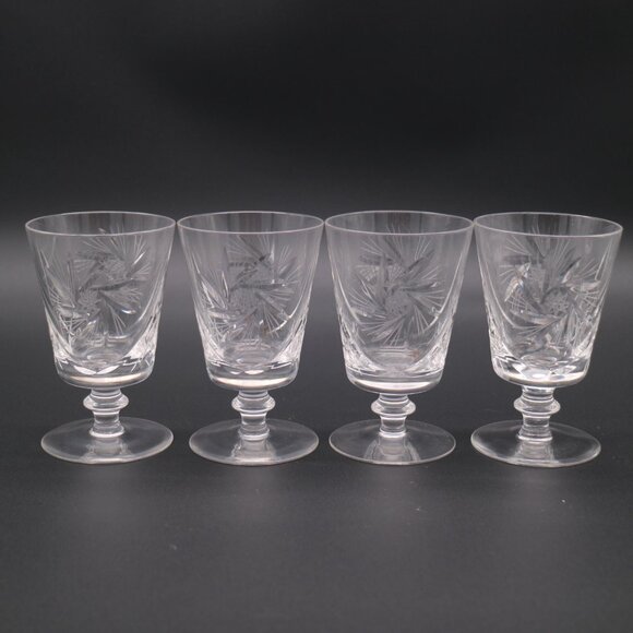 Vintage 4" Pinwheel Cut Crystal Cordial Liqueur Glass – Set of 4 - Picture 8 of 9